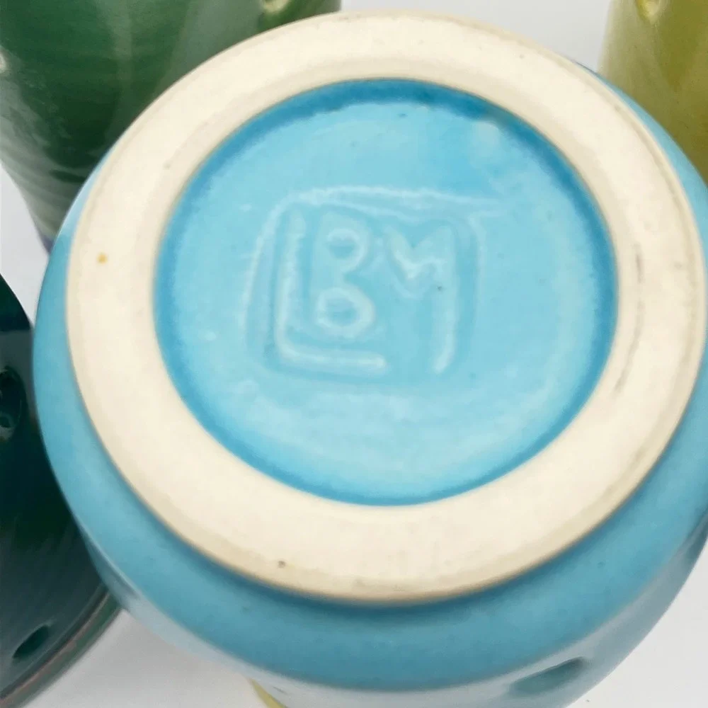 Studio Pottery Dimple Tumblers Set of 5 Handcrafted Colorful Ceramic Cups BM